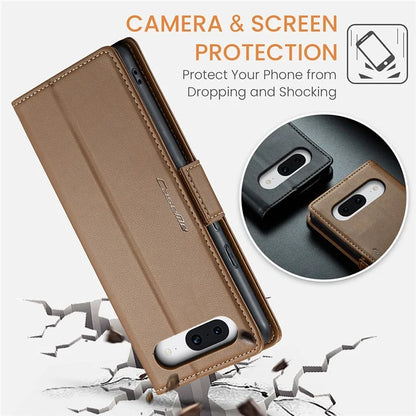 CASEME 023 Series For Google Pixel 8a Cell Phone Case Glossy Leather RFID Blocking Wallet Cover