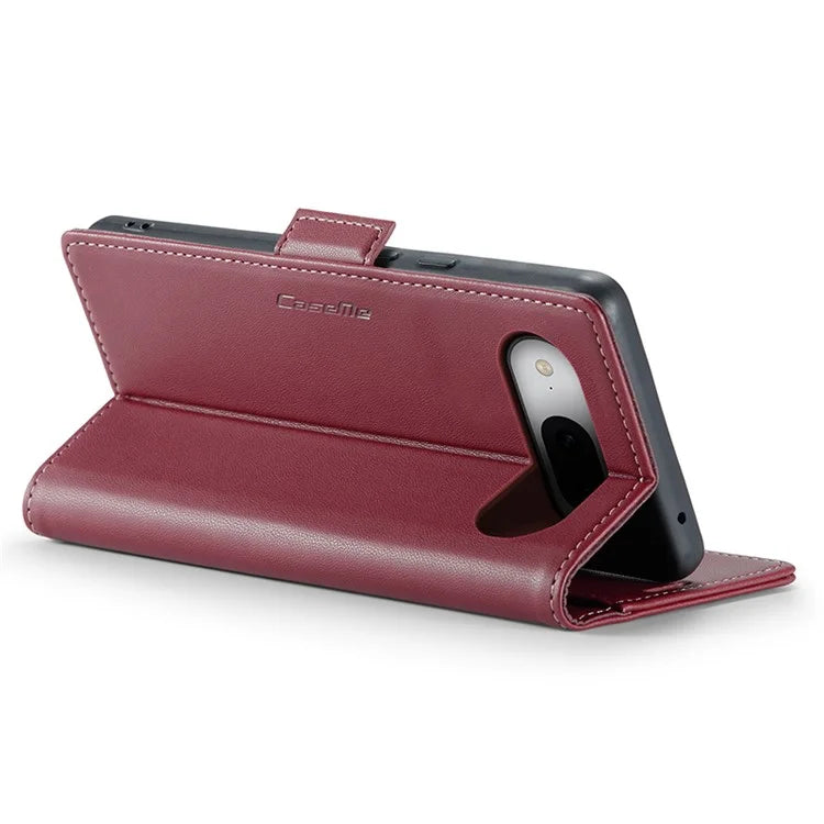 CASEME 023 Series For Google Pixel 8a Cell Phone Case Glossy Leather RFID Blocking Wallet Cover