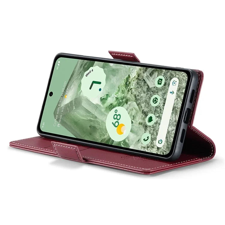 CASEME 023 Series For Google Pixel 8a Cell Phone Case Glossy Leather RFID Blocking Wallet Cover
