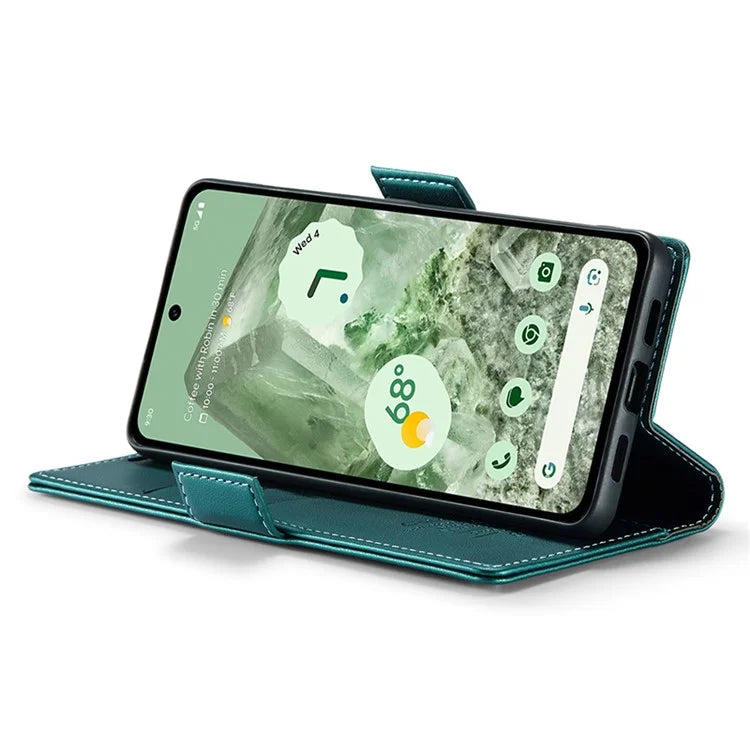 CASEME 023 Series For Google Pixel 8a Cell Phone Case Glossy Leather RFID Blocking Wallet Cover