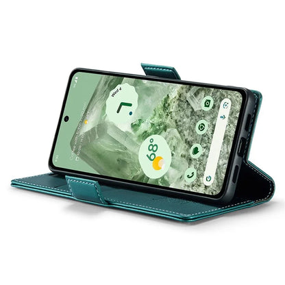 CASEME 023 Series For Google Pixel 8a Cell Phone Case Glossy Leather RFID Blocking Wallet Cover