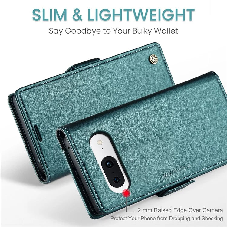 CASEME 023 Series For Google Pixel 8a Cell Phone Case Glossy Leather RFID Blocking Wallet Cover