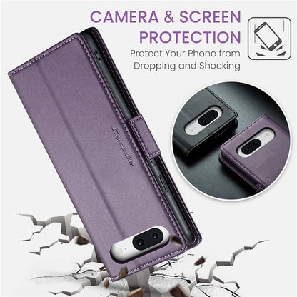 CASEME 023 Series For Google Pixel 8a Cell Phone Case Glossy Leather RFID Blocking Wallet Cover