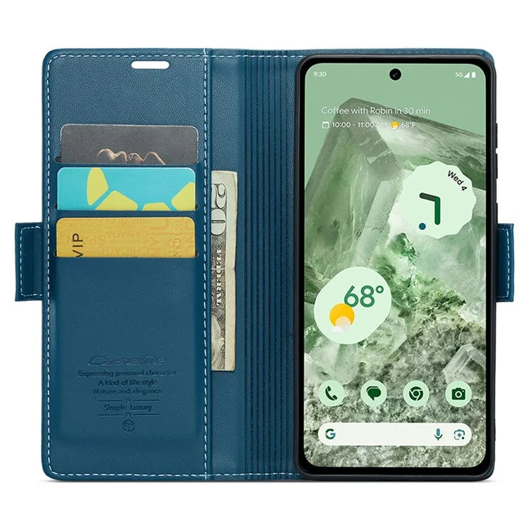 CASEME 023 Series For Google Pixel 8a Cell Phone Case Glossy Leather RFID Blocking Wallet Cover