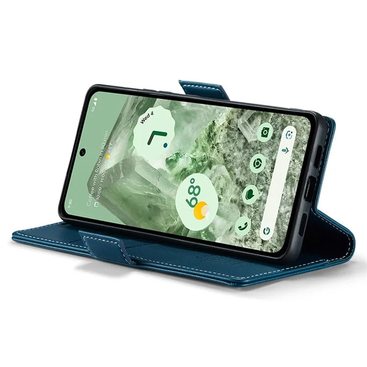 CASEME 023 Series For Google Pixel 8a Cell Phone Case Glossy Leather RFID Blocking Wallet Cover