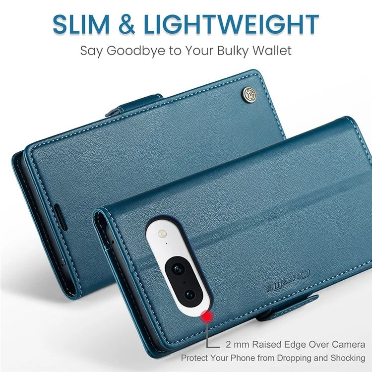 CASEME 023 Series For Google Pixel 8a Cell Phone Case Glossy Leather RFID Blocking Wallet Cover