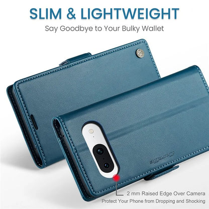 CASEME 023 Series For Google Pixel 8a Cell Phone Case Glossy Leather RFID Blocking Wallet Cover