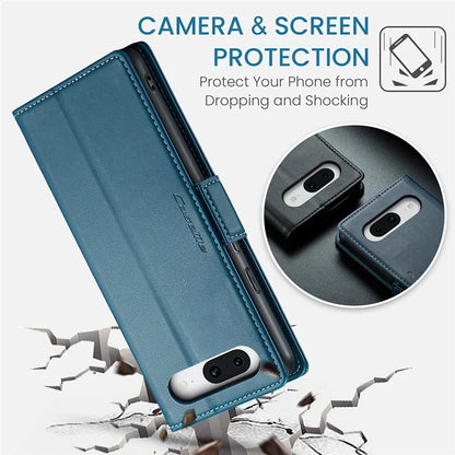 CASEME 023 Series For Google Pixel 8a Cell Phone Case Glossy Leather RFID Blocking Wallet Cover
