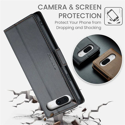 CASEME 023 Series For Google Pixel 8a Cell Phone Case Glossy Leather RFID Blocking Wallet Cover