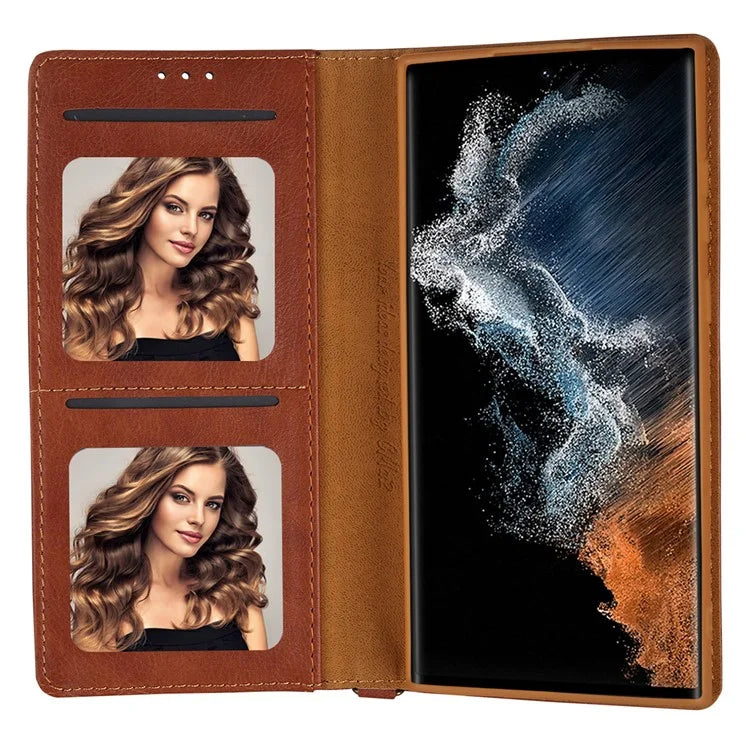 CMAI2 For Samsung Galaxy S23 Ultra Case PU Leather+TPU Anti-scratch Phone Shell