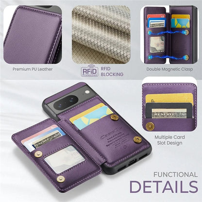 CASEME C22 Series for Google Pixel 8 Cell Phone Case Litchi Texture RFID Blocking Kickstand Cover