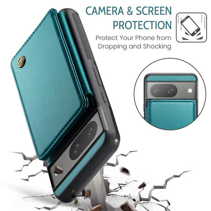 CASEME C22 Series for Google Pixel 8 Cell Phone Case Litchi Texture RFID Blocking Kickstand Cover