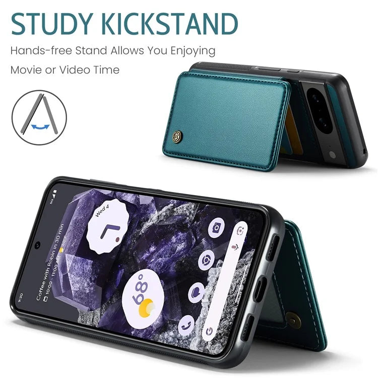 CASEME C22 Series for Google Pixel 8 Cell Phone Case Litchi Texture RFID Blocking Kickstand Cover