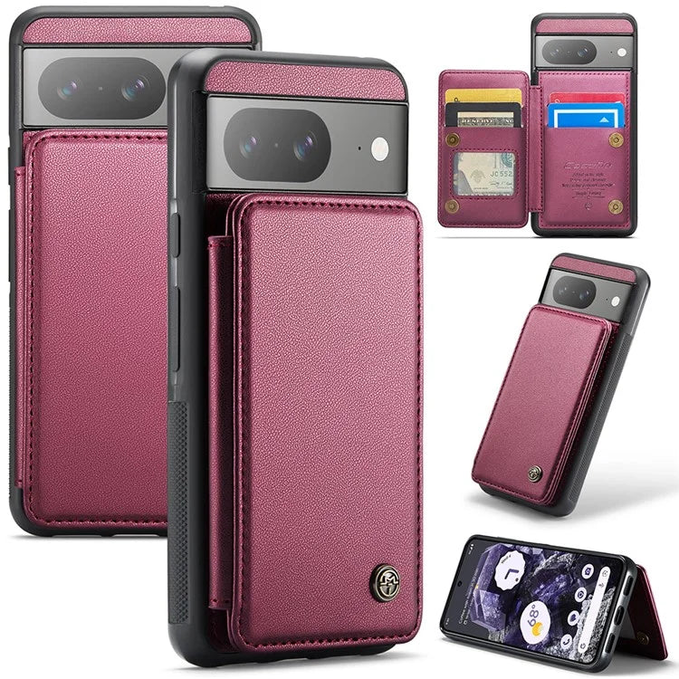 CASEME C22 Series for Google Pixel 8 Cell Phone Case Litchi Texture RFID Blocking Kickstand Cover