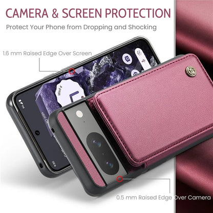 CASEME C22 Series for Google Pixel 8 Cell Phone Case Litchi Texture RFID Blocking Kickstand Cover