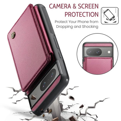 CASEME C22 Series for Google Pixel 8 Cell Phone Case Litchi Texture RFID Blocking Kickstand Cover