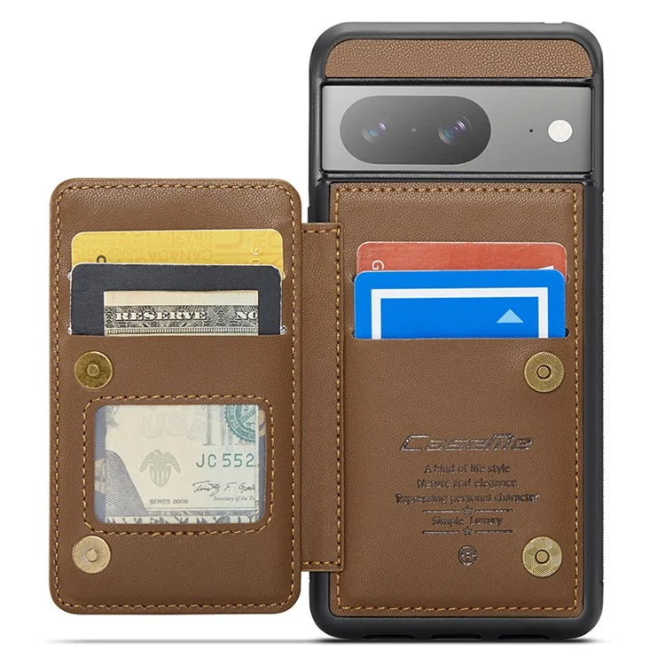 CASEME C22 Series for Google Pixel 8 Cell Phone Case Litchi Texture RFID Blocking Kickstand Cover