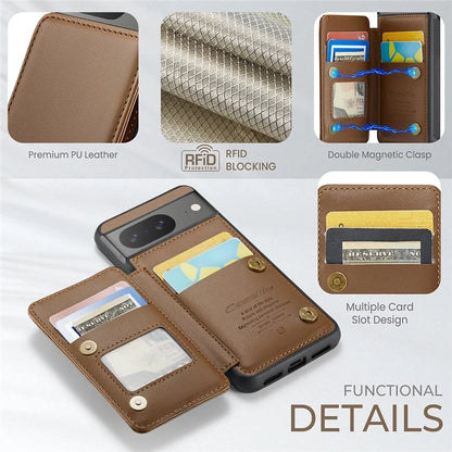 CASEME C22 Series for Google Pixel 8 Cell Phone Case Litchi Texture RFID Blocking Kickstand Cover