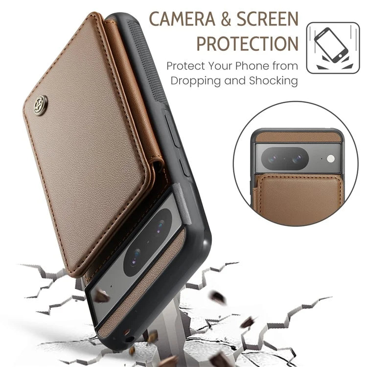 CASEME C22 Series for Google Pixel 8 Cell Phone Case Litchi Texture RFID Blocking Kickstand Cover