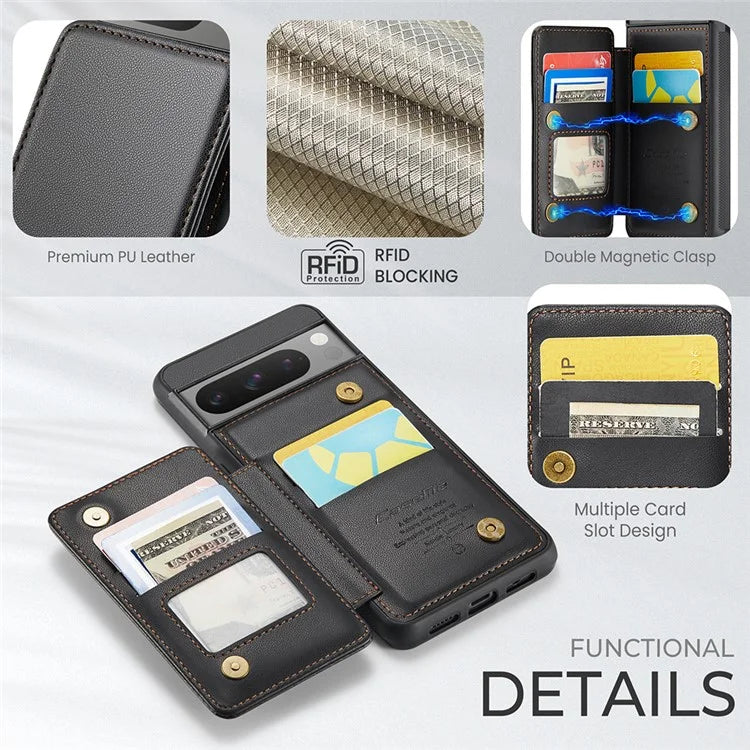CASEME C22 Series for Google Pixel 8 Pro Case Glossy RFID Blocking Phone Cover with 4 Card Slots