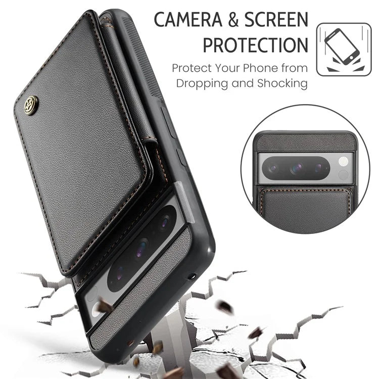 CASEME C22 Series for Google Pixel 8 Pro Case Glossy RFID Blocking Phone Cover with 4 Card Slots