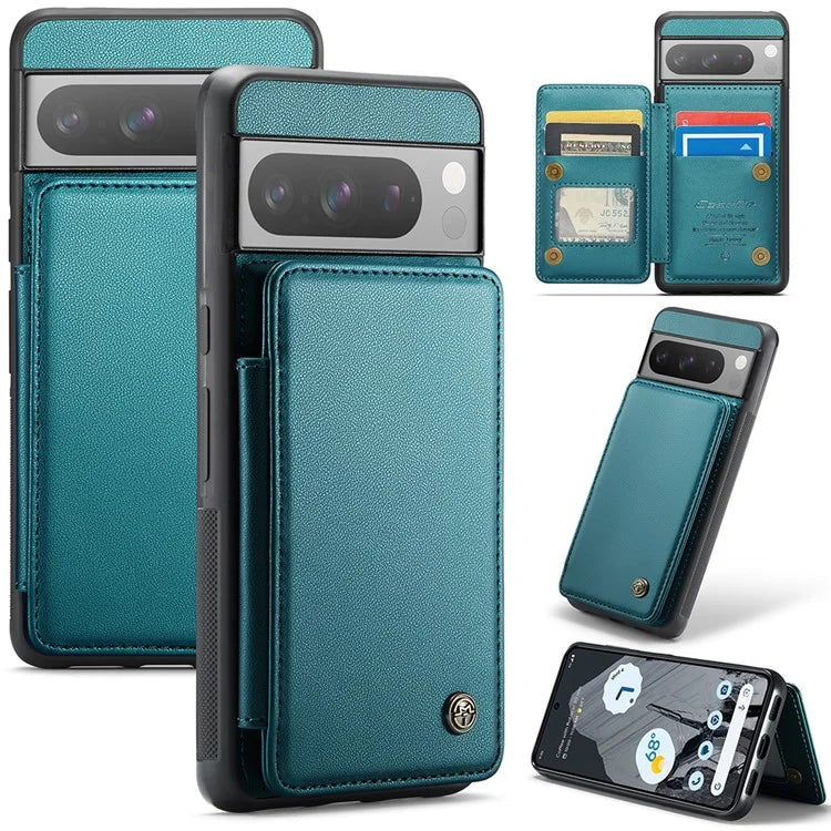 CASEME C22 Series for Google Pixel 8 Pro Case Glossy RFID Blocking Phone Cover with 4 Card Slots