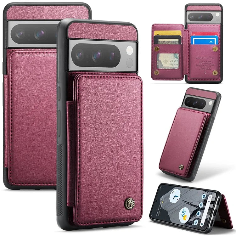 CASEME C22 Series for Google Pixel 8 Pro Case Glossy RFID Blocking Phone Cover with 4 Card Slots