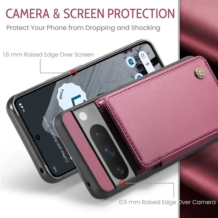 CASEME C22 Series for Google Pixel 8 Pro Case Glossy RFID Blocking Phone Cover with 4 Card Slots