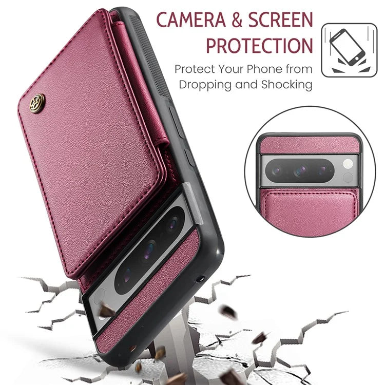 CASEME C22 Series for Google Pixel 8 Pro Case Glossy RFID Blocking Phone Cover with 4 Card Slots