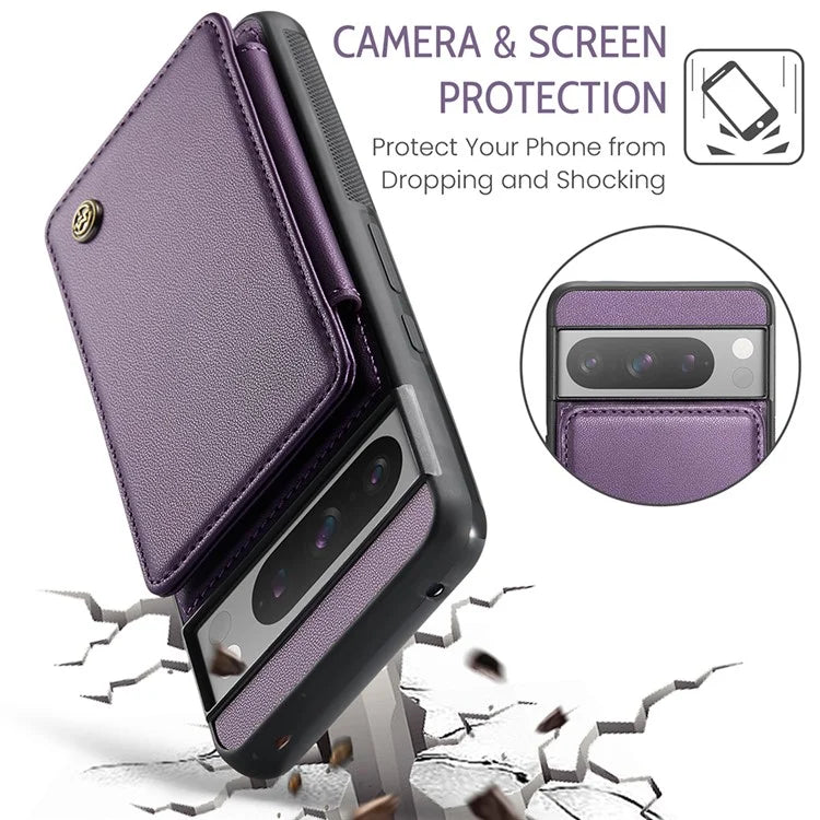 CASEME C22 Series for Google Pixel 8 Pro Case Glossy RFID Blocking Phone Cover with 4 Card Slots