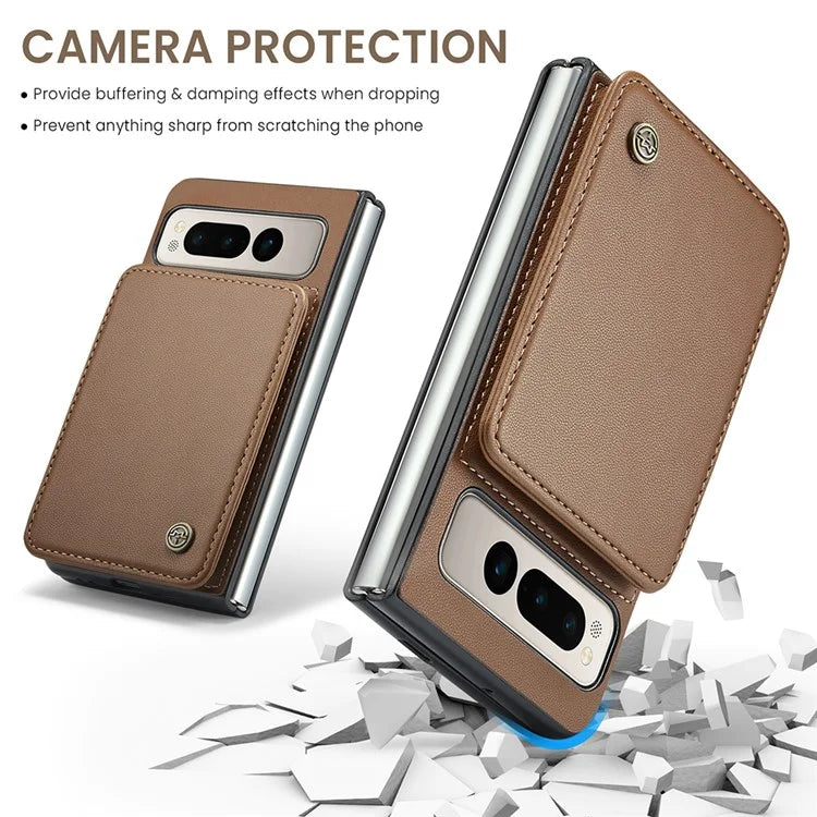 CASEME C22 Series for Google Pixel Fold Case Leather RFID Blocking Phone Cover with Front Frame