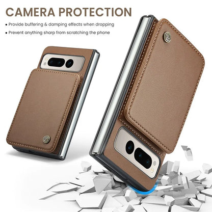 CASEME C22 Series for Google Pixel Fold Case Leather RFID Blocking Phone Cover with Front Frame