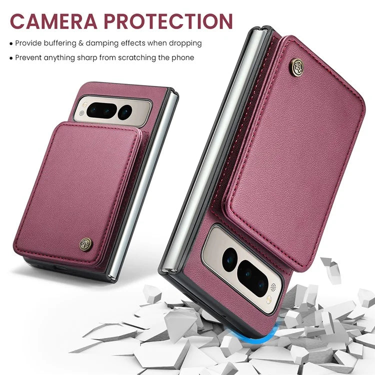CASEME C22 Series for Google Pixel Fold Case Leather RFID Blocking Phone Cover with Front Frame