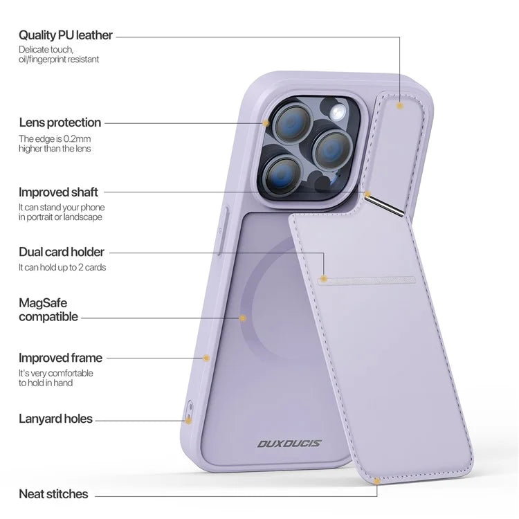 DUX DUCIS Rafi II Series for iPhone 15 Pro Magnetic Case Integrated Kickstand Card Slot Phone Cover