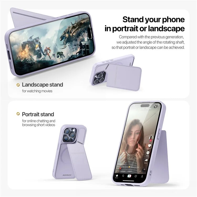 DUX DUCIS Rafi II Series for iPhone 15 Pro Magnetic Case Integrated Kickstand Card Slot Phone Cover