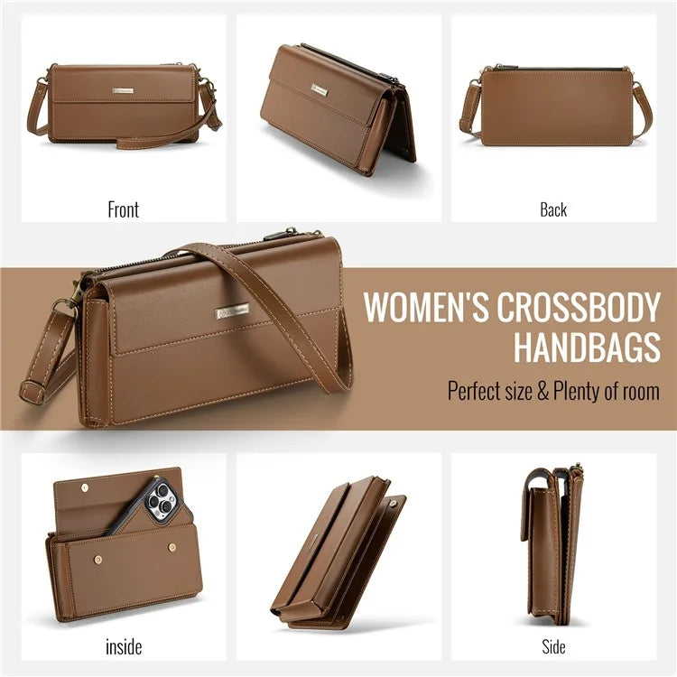 CASEME Me20 Leather Crossbody Bag for 4.0-7.6'' Phone Wallet Phone Purse Shoulder Bag with 7 Card Holders