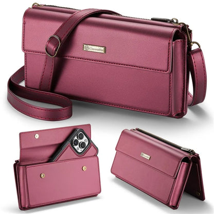 CASEME Me20 Leather Crossbody Bag for 4.0-7.6'' Phone Wallet Phone Purse Shoulder Bag with 7 Card Holders