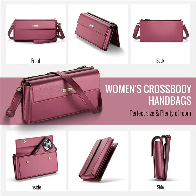 CASEME Me20 Leather Crossbody Bag for 4.0-7.6'' Phone Wallet Phone Purse Shoulder Bag with 7 Card Holders
