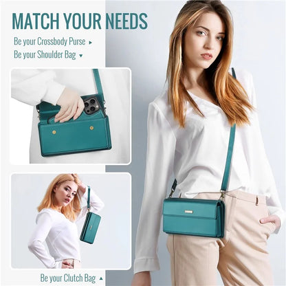 CASEME Me20 Leather Crossbody Bag for 4.0-7.6'' Phone Wallet Phone Purse Shoulder Bag with 7 Card Holders