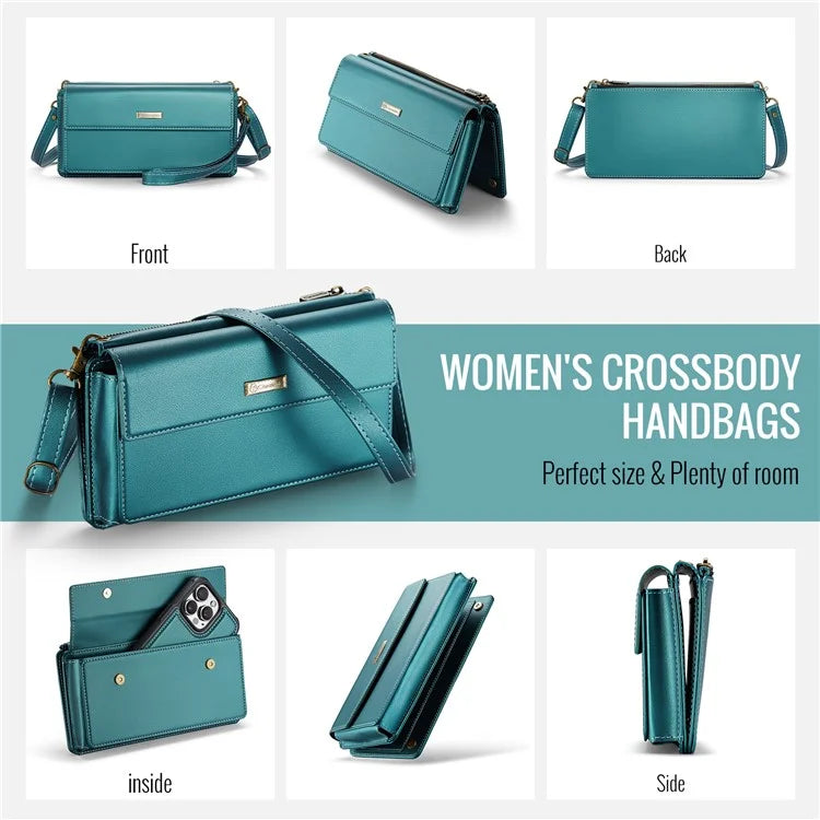 CASEME Me20 Leather Crossbody Bag for 4.0-7.6'' Phone Wallet Phone Purse Shoulder Bag with 7 Card Holders