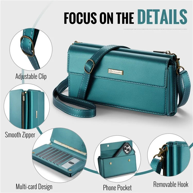 CASEME Me20 Leather Crossbody Bag for 4.0-7.6'' Phone Wallet Phone Purse Shoulder Bag with 7 Card Holders
