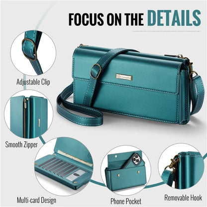 CASEME Me20 Leather Crossbody Bag for 4.0-7.6'' Phone Wallet Phone Purse Shoulder Bag with 7 Card Holders