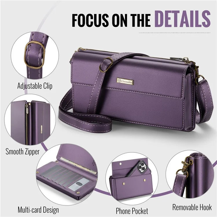CASEME Me20 Leather Crossbody Bag for 4.0-7.6'' Phone Wallet Phone Purse Shoulder Bag with 7 Card Holders
