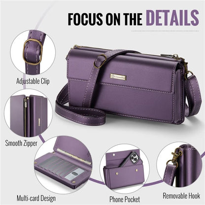 CASEME Me20 Leather Crossbody Bag for 4.0-7.6'' Phone Wallet Phone Purse Shoulder Bag with 7 Card Holders
