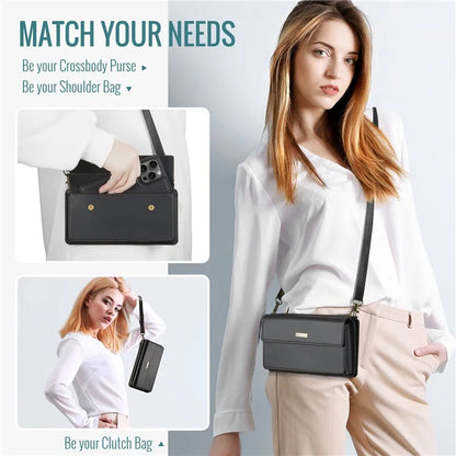 CASEME Me20 Leather Crossbody Bag for 4.0-7.6'' Phone Wallet Phone Purse Shoulder Bag with 7 Card Holders