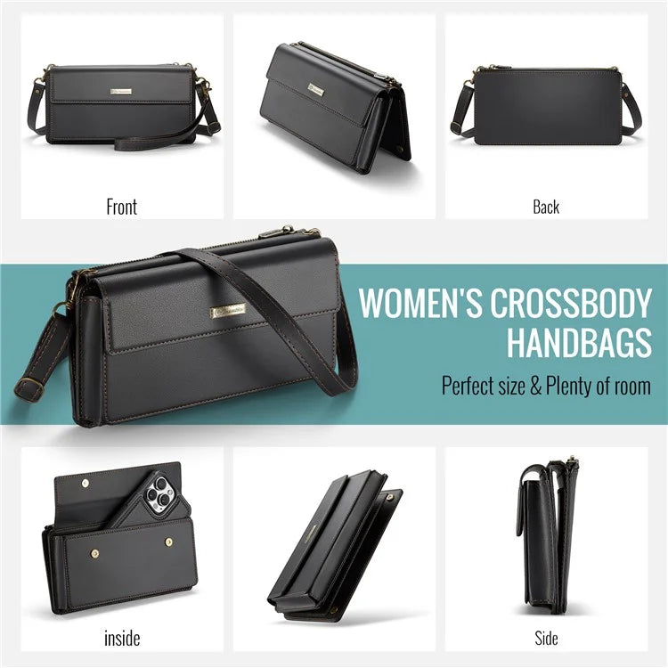 CASEME Me20 Leather Crossbody Bag for 4.0-7.6'' Phone Wallet Phone Purse Shoulder Bag with 7 Card Holders