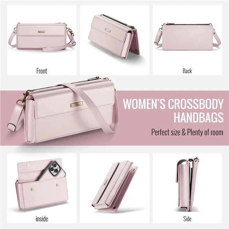 CASEME Me20 Leather Crossbody Bag for 4.0-7.6'' Phone Wallet Phone Purse Shoulder Bag with 7 Card Holders