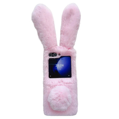 For Samsung Galaxy Z Flip5 5G Cell Phone Case Furry Cute 3D Bunny Ears Soft TPU Protective Shell