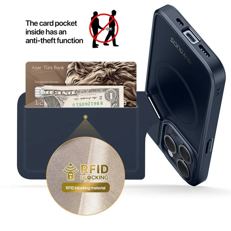 DUX DUCIS Rafi II Series for iPhone 15 Pro Max Magnetic Case Card Holder Kickstand Cover