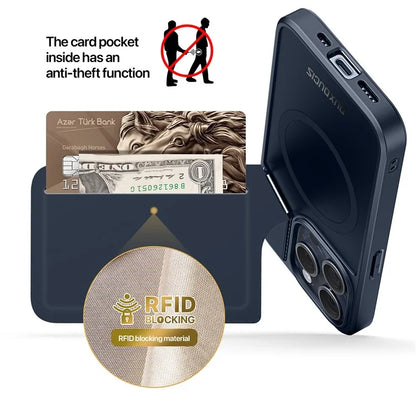 DUX DUCIS Rafi II Series for iPhone 15 Pro Max Magnetic Case Card Holder Kickstand Cover
